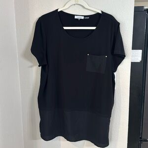 Calvin Klein tunic length top with gold accents